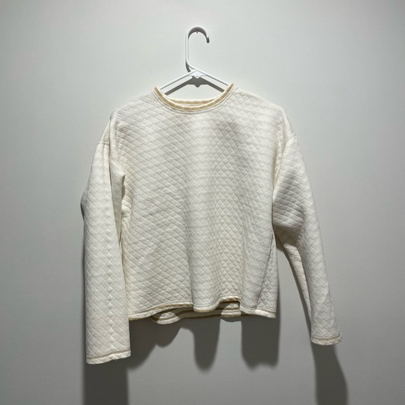 J. Crew Cream Chevron Crewneck Sweater Reversible Tan Cream Size Small - Picture 7 of 8